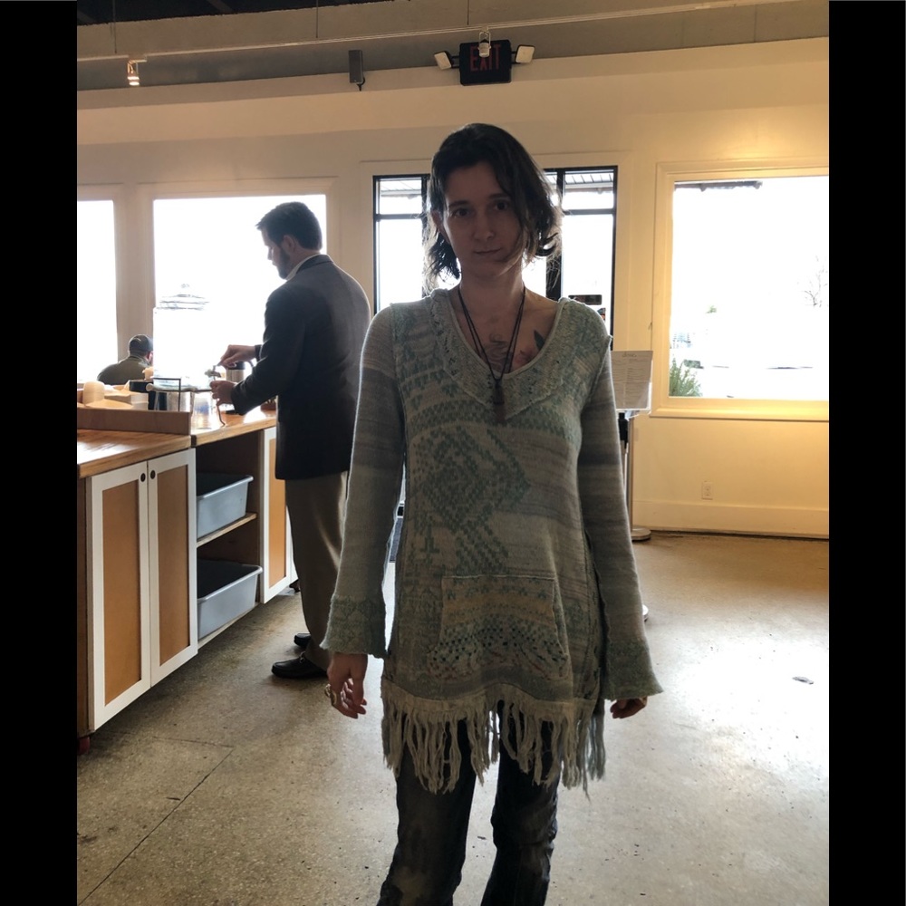 Free People Beachy Fringed Hooded Light Sweater - Picture 3 of 8